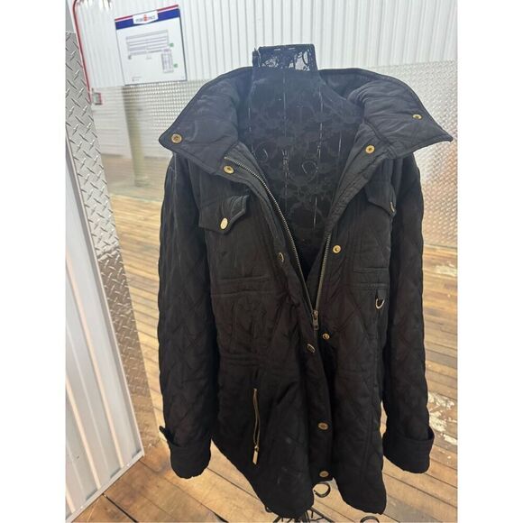 Michael kors mkblack/gold  quilted packable Jacket/coat hooded plus size 1xl - Picture 8 of 11